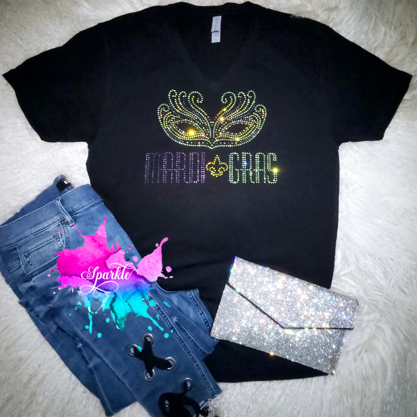 Mardi Gras Crystallized Tee