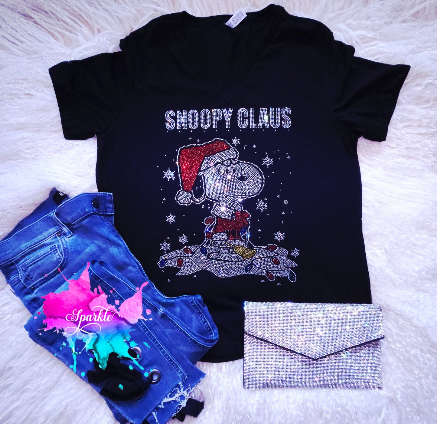 Snoopy Claus Rhinestone Tee