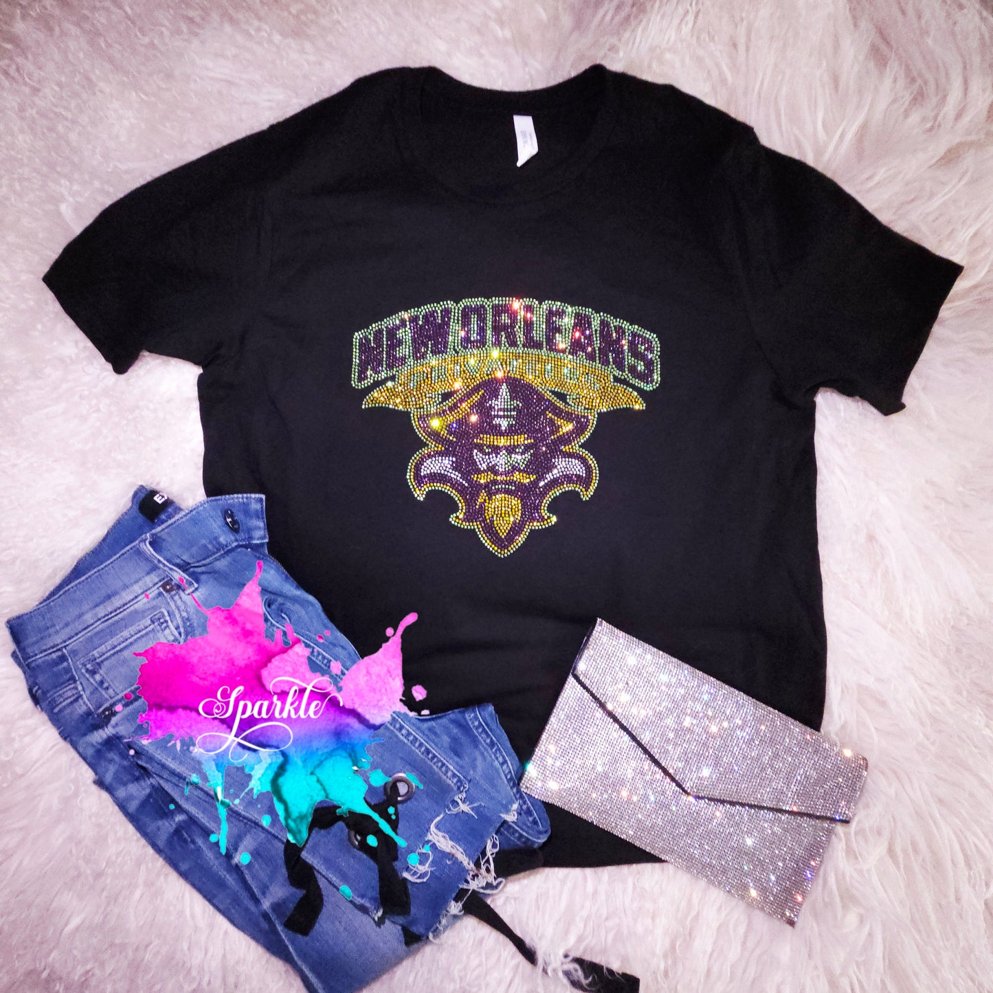 Privateers Mardi Gras Rhinestone Tee