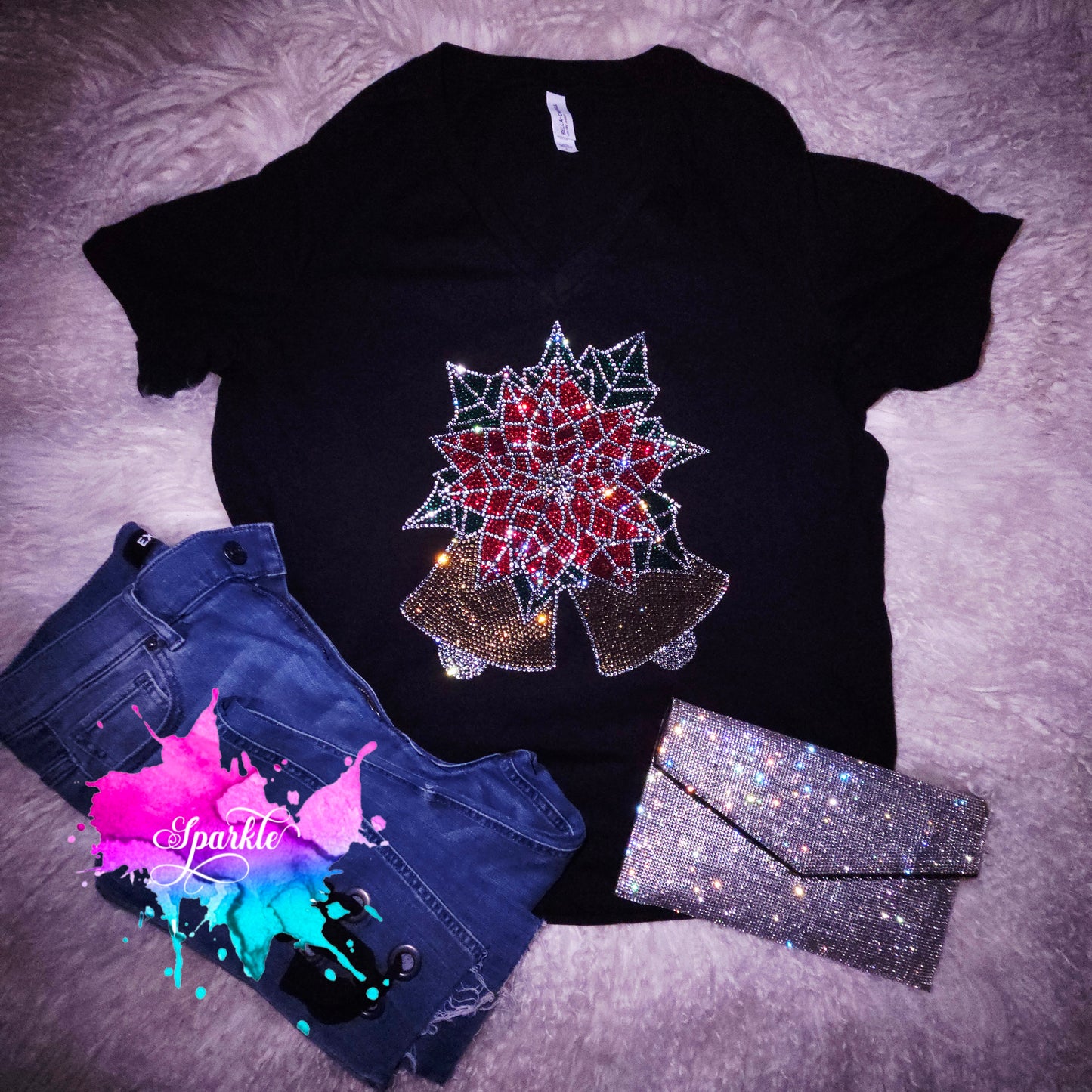 Poinsettias Rhinestone Tee