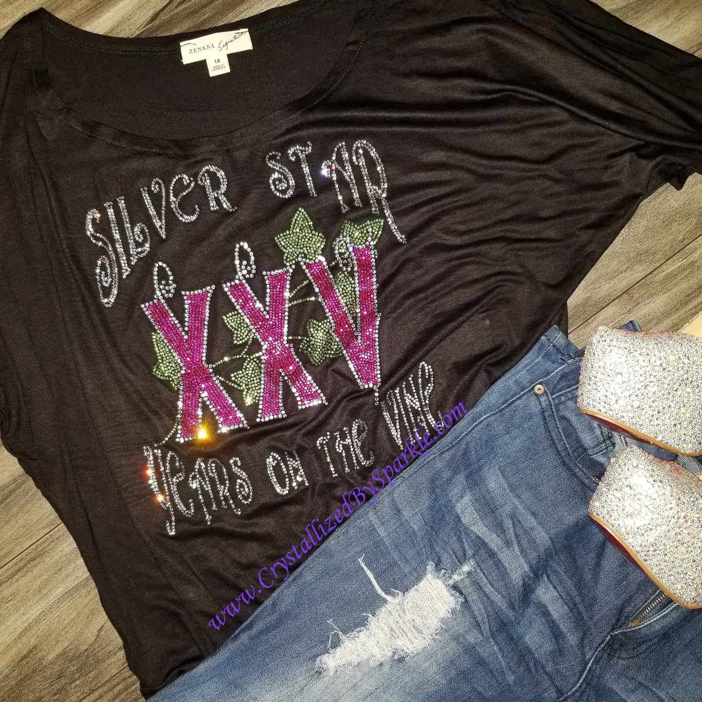 Silver Star Roman Numeral Crystallized Tee