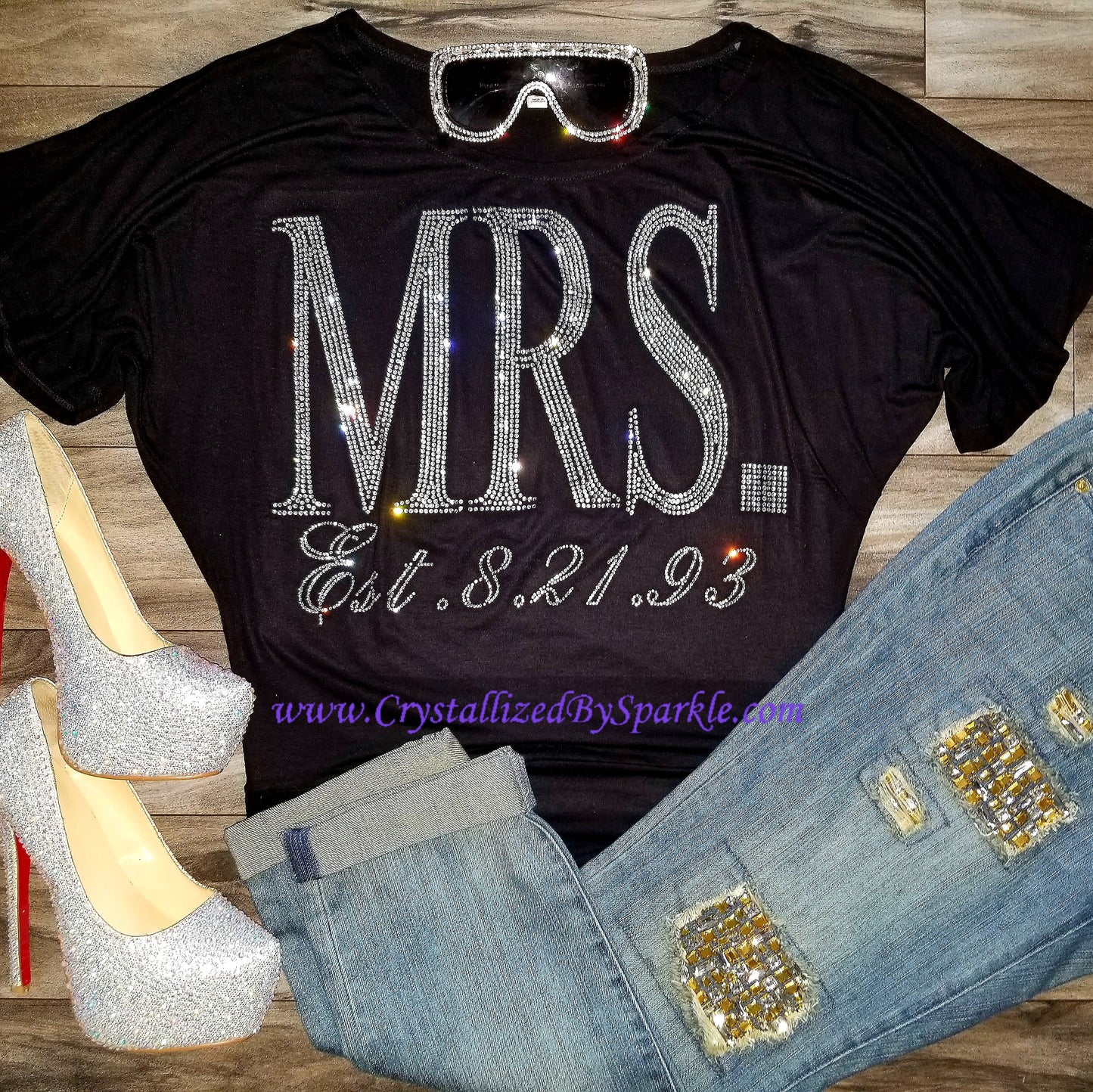 MRS Crystallized Bridal Dolman Shirt