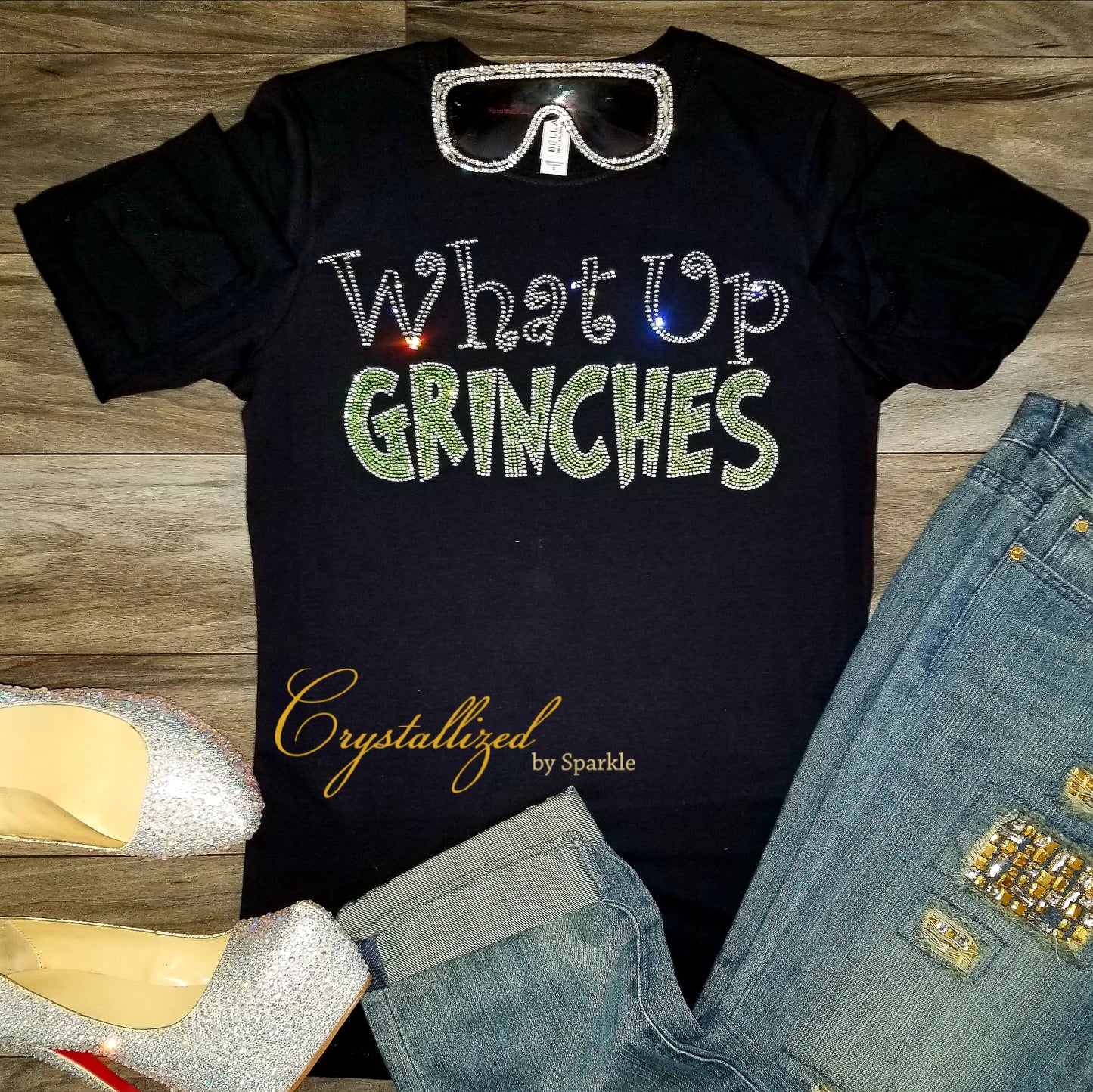 What Up Grinches Rhinestone Tee