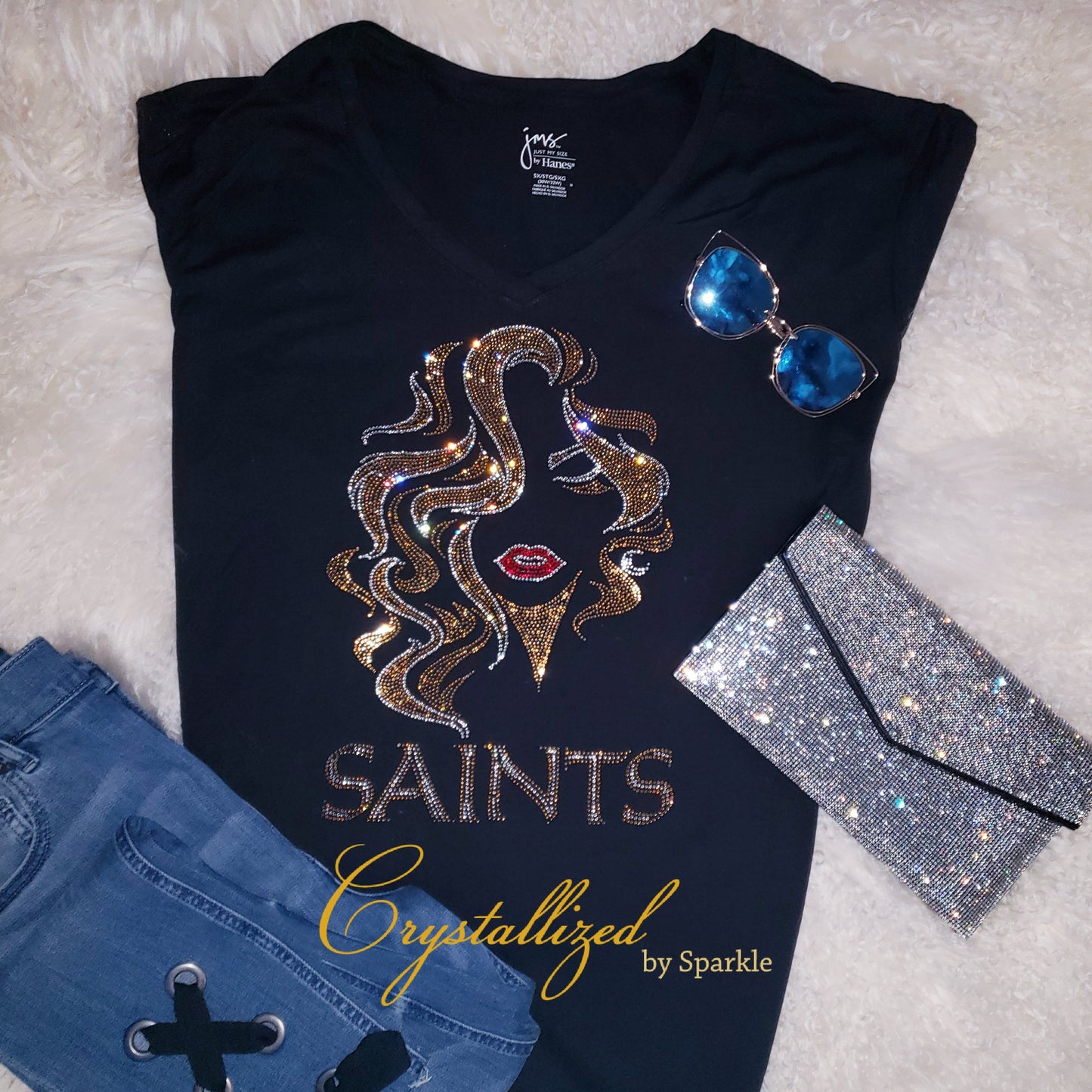 Saints Fancy Hair Crystallized Tee