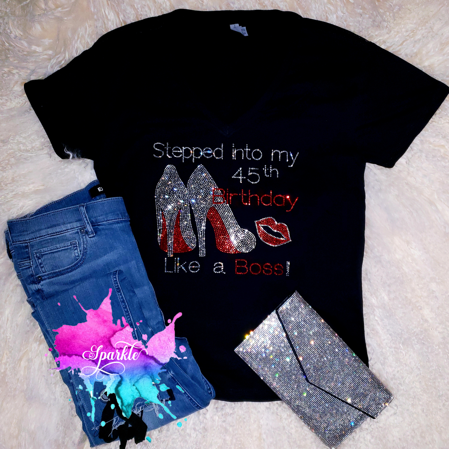 Stepped Into My Birthday Rhinestone Tee