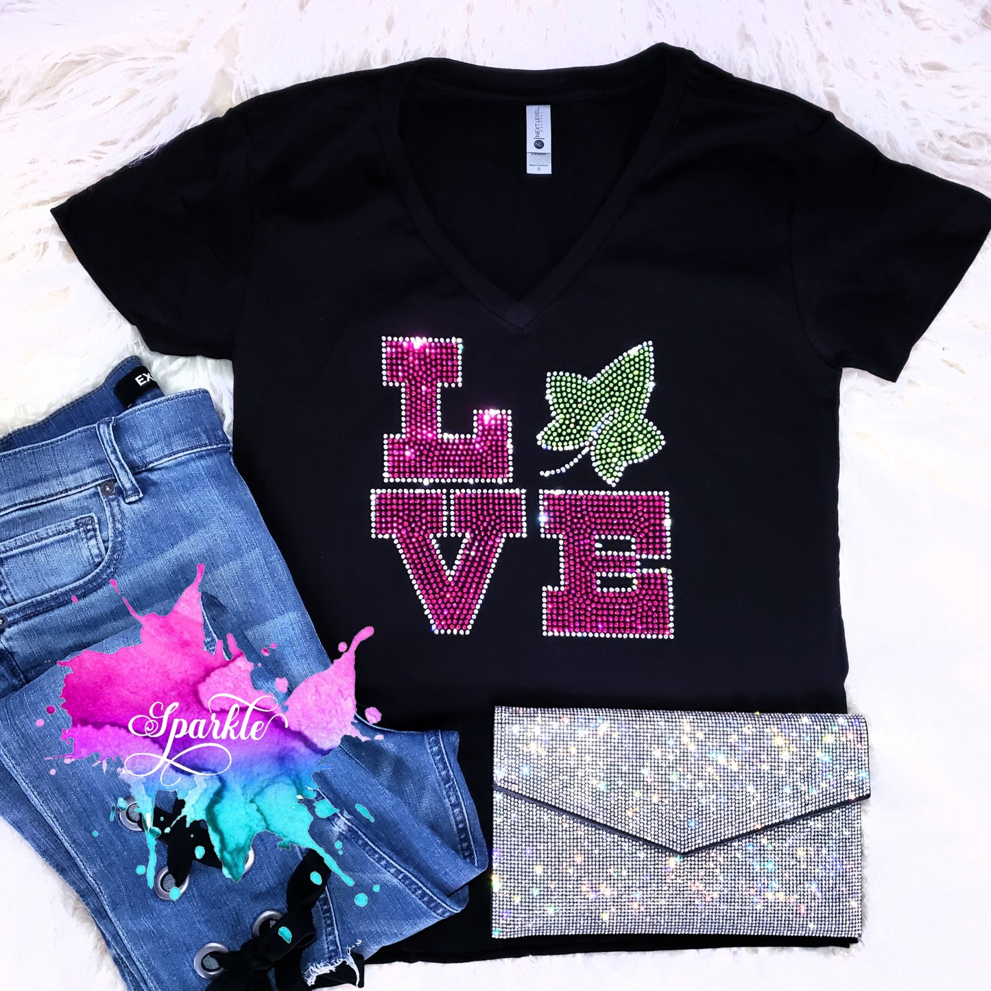 Pink & Green Love Crystallized Tee