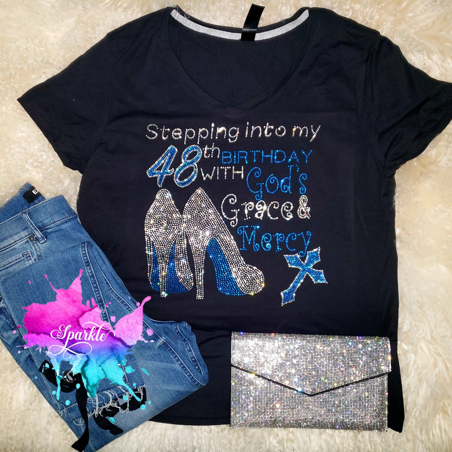 God's Grace and Mercy Birthday Rhinestone Tee