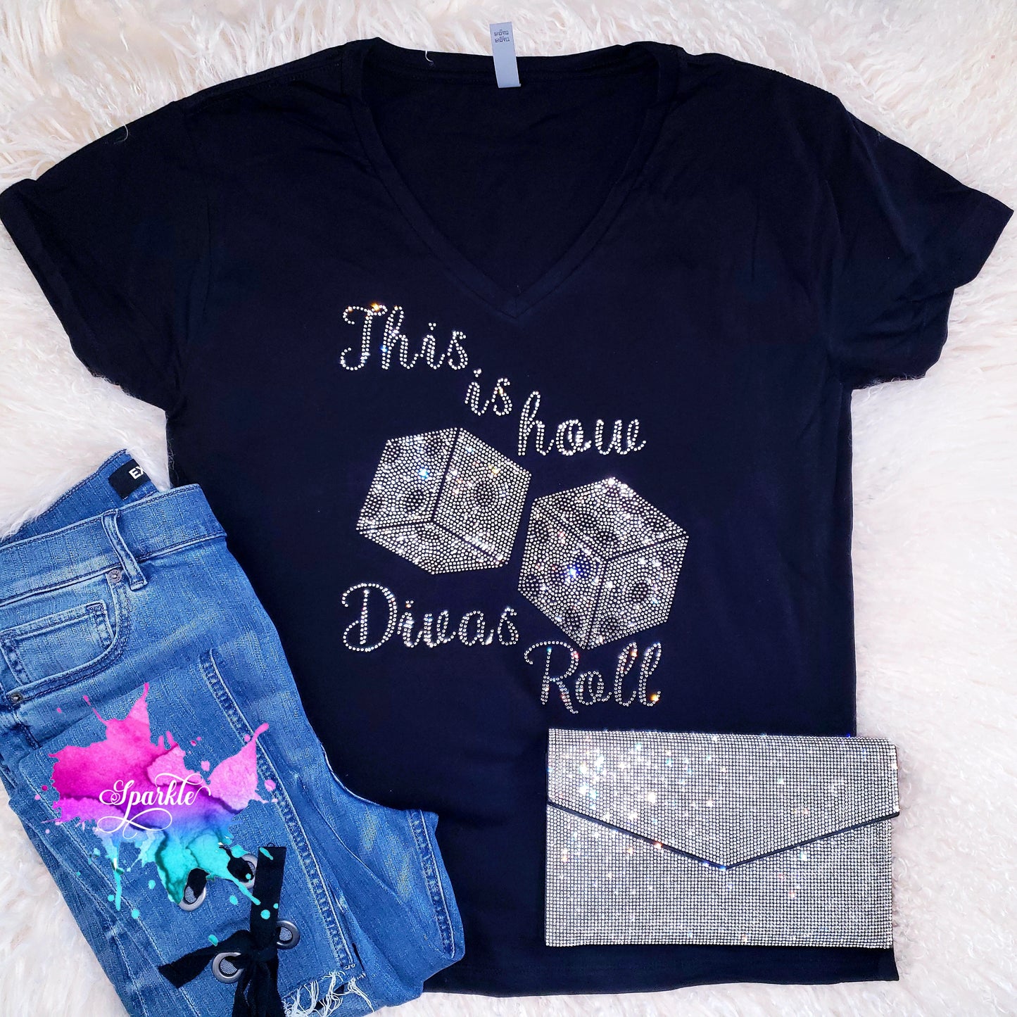 How Divas Roll Rhinestone Tee