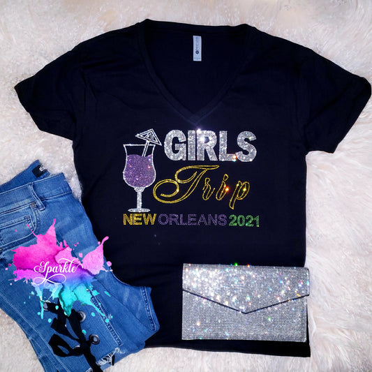 Girls Trip New Orleans Rhinestone Tee
