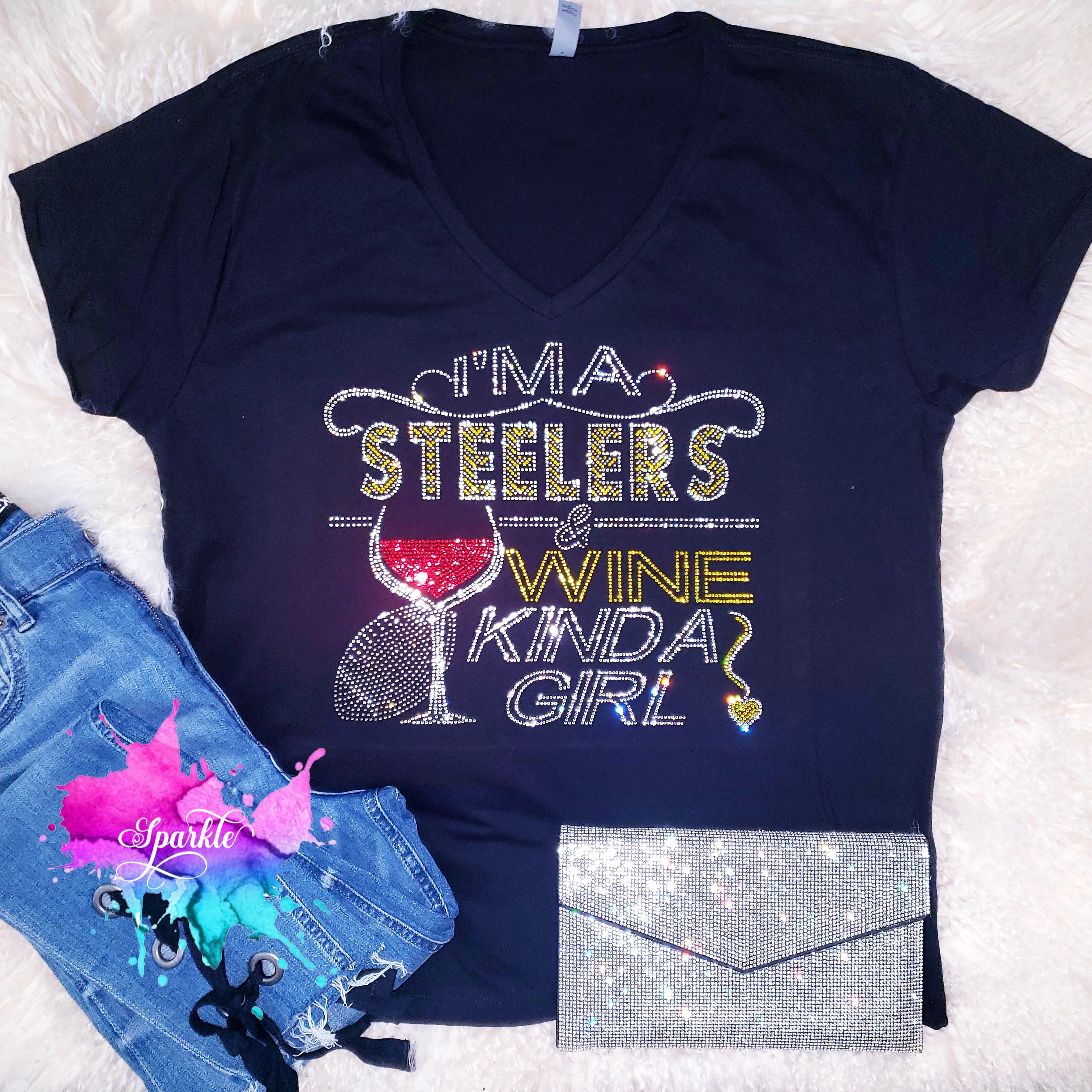 Krystallized Steelers and Wine Crystallized Tee M