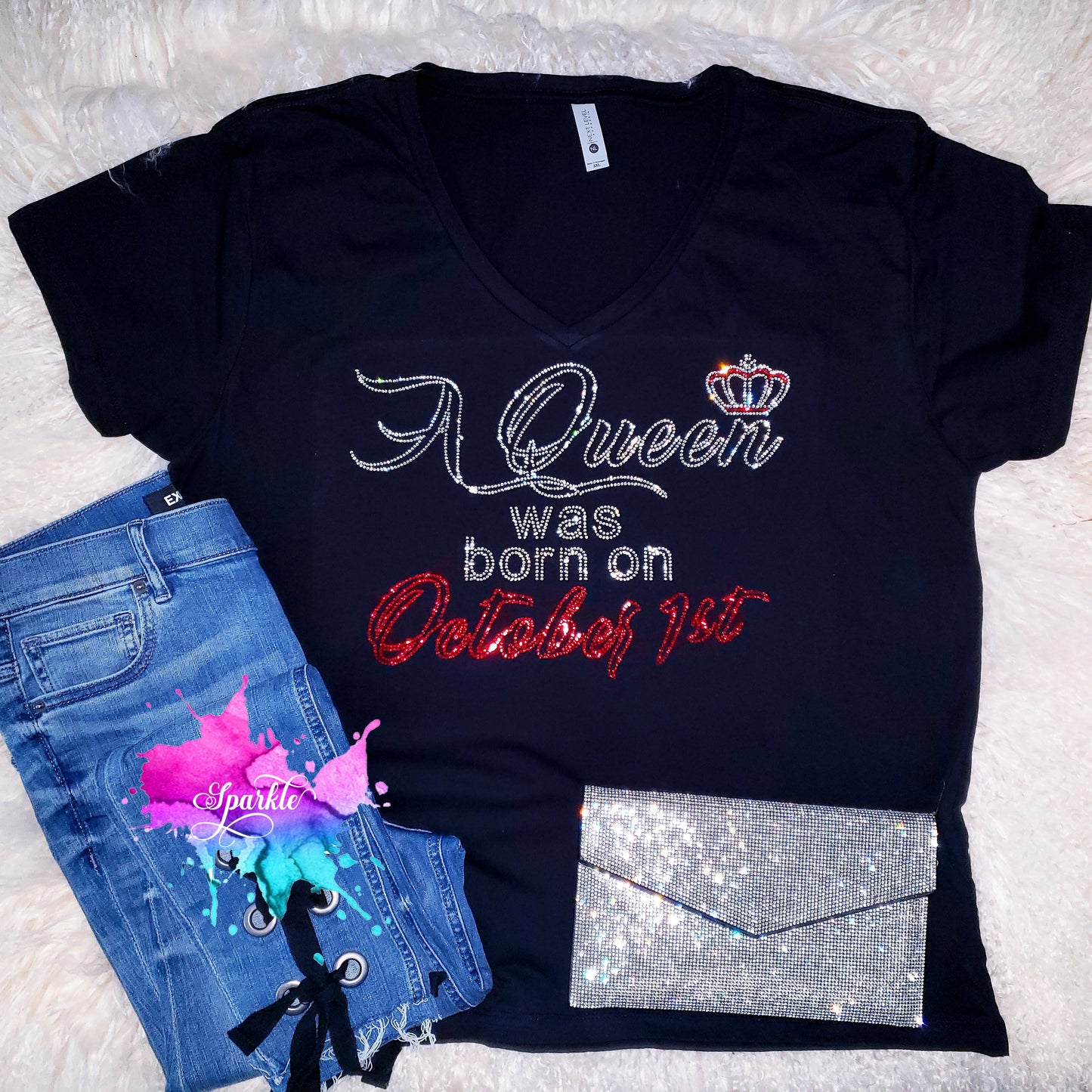 A Queen Was Born October Crystallized Tee