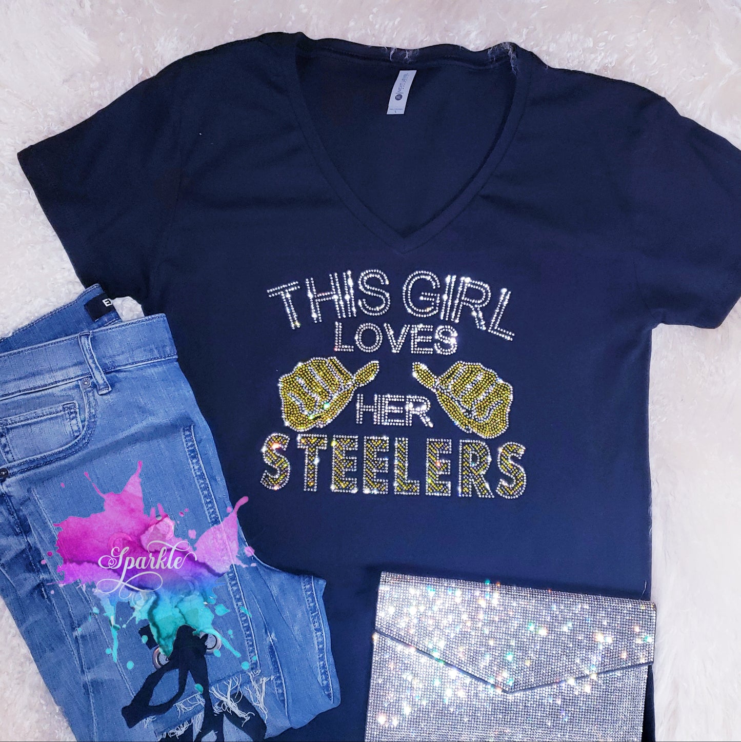Loves Steelers Crystallized Tee
