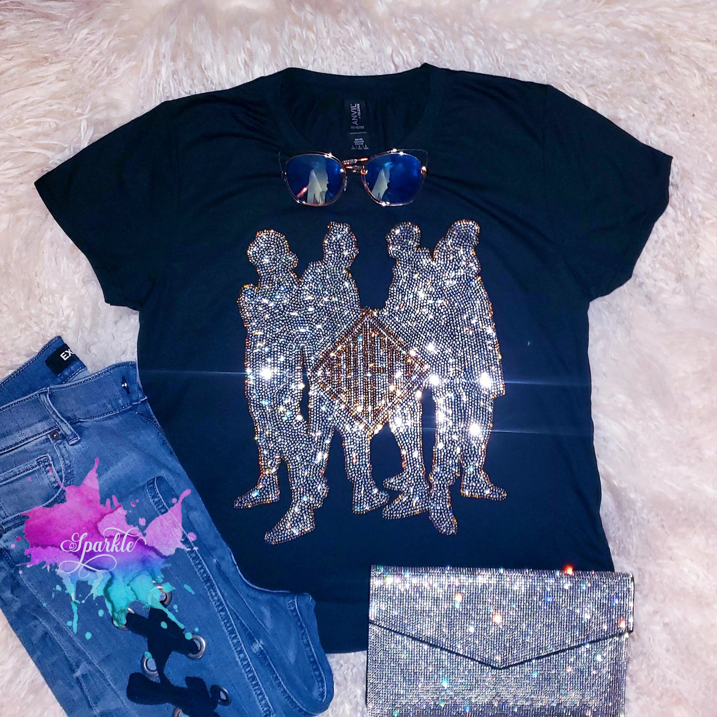 Jodeci Silhouette Gold Crystallized Tee