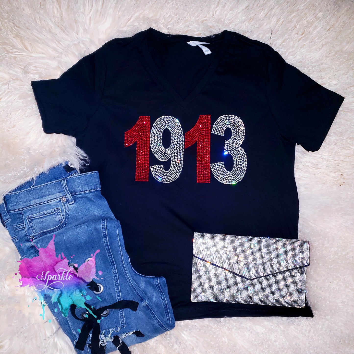 Crimson & Cream Established Rhinestone Tee