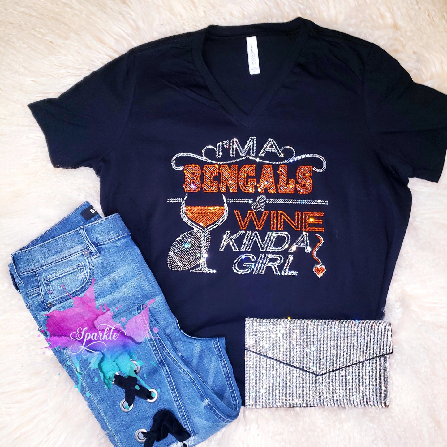 Bengals and Wine Crystallized Tee