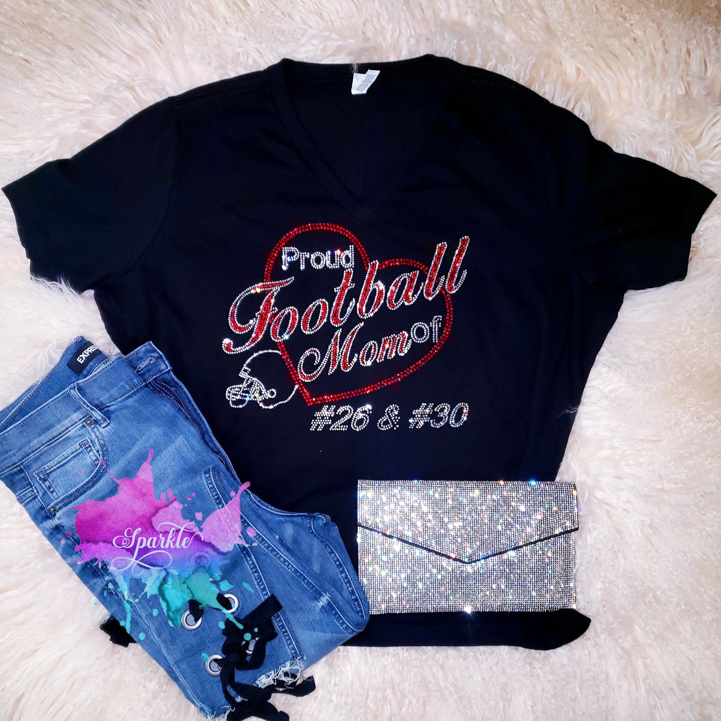 Proud Football Mom Crystallized Tee