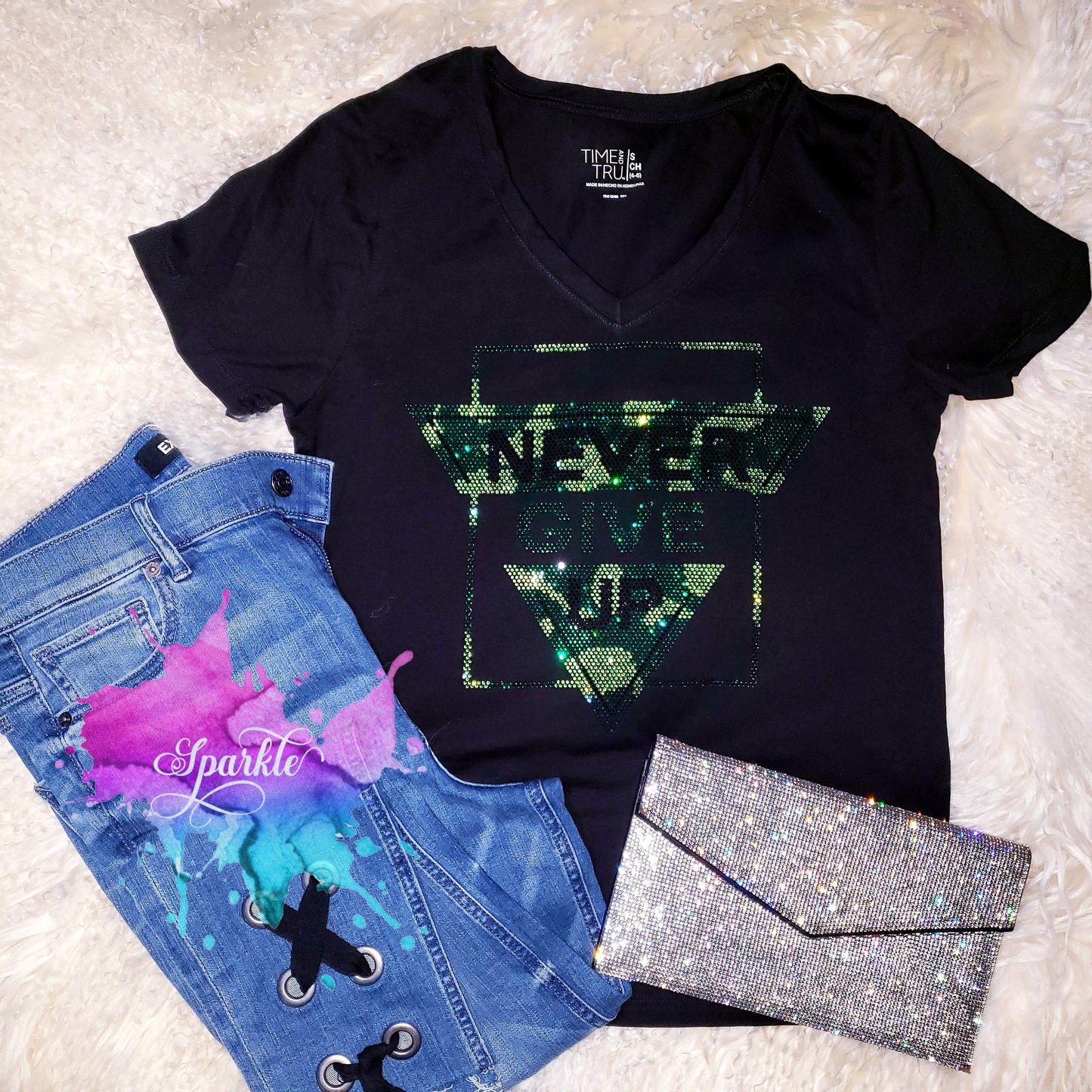 Never Give Up Crystallized Tee