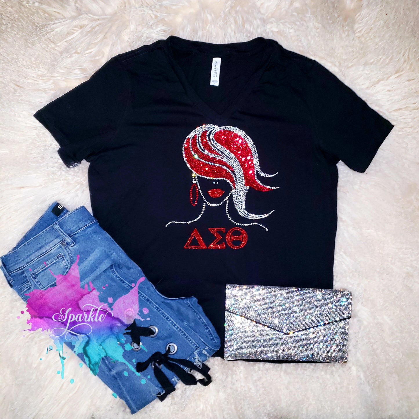 Crimson & Cream Rhinestone Tee