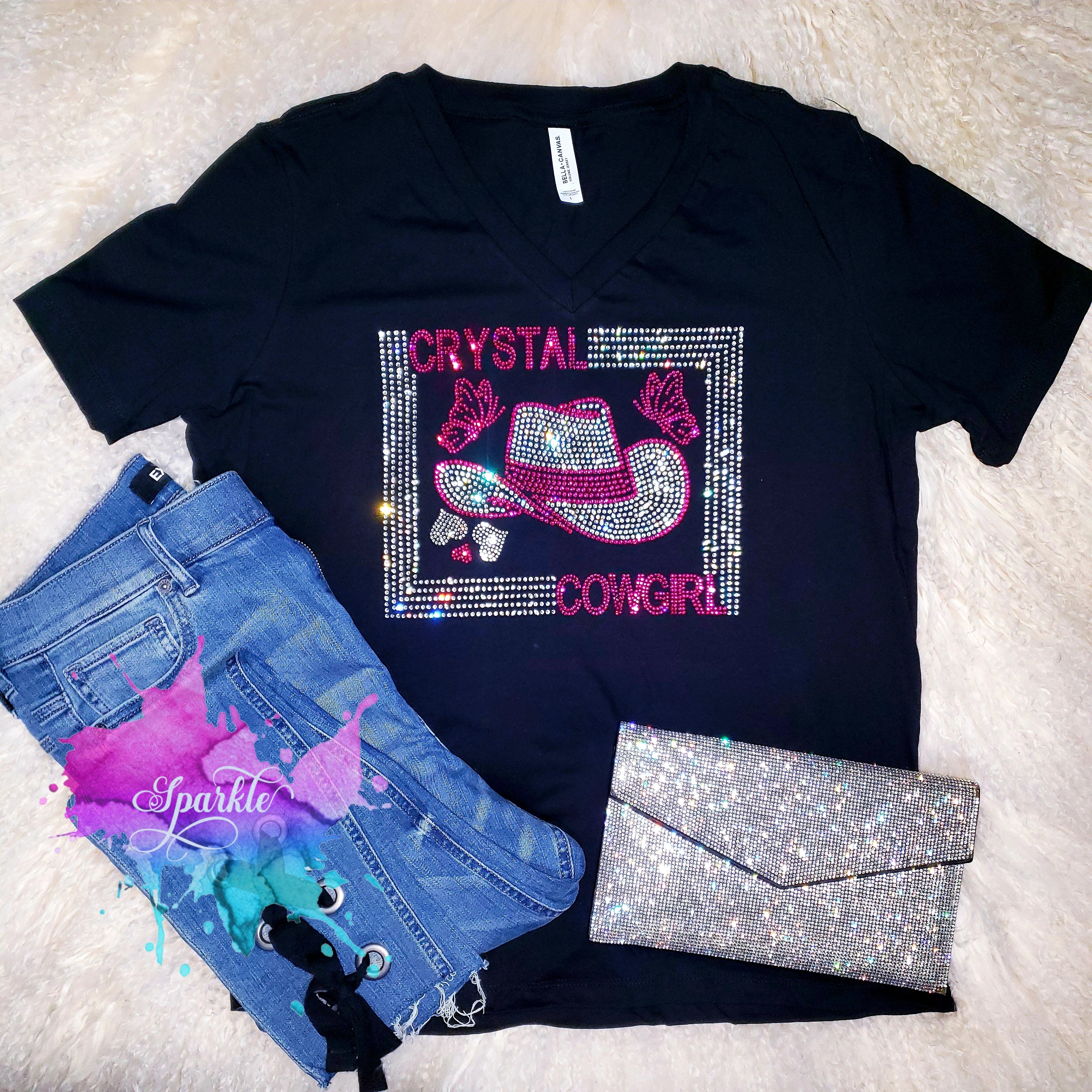 Crystallized by Sparkle This Girl Loves Her Cowboys Crystallized Tee 2XL