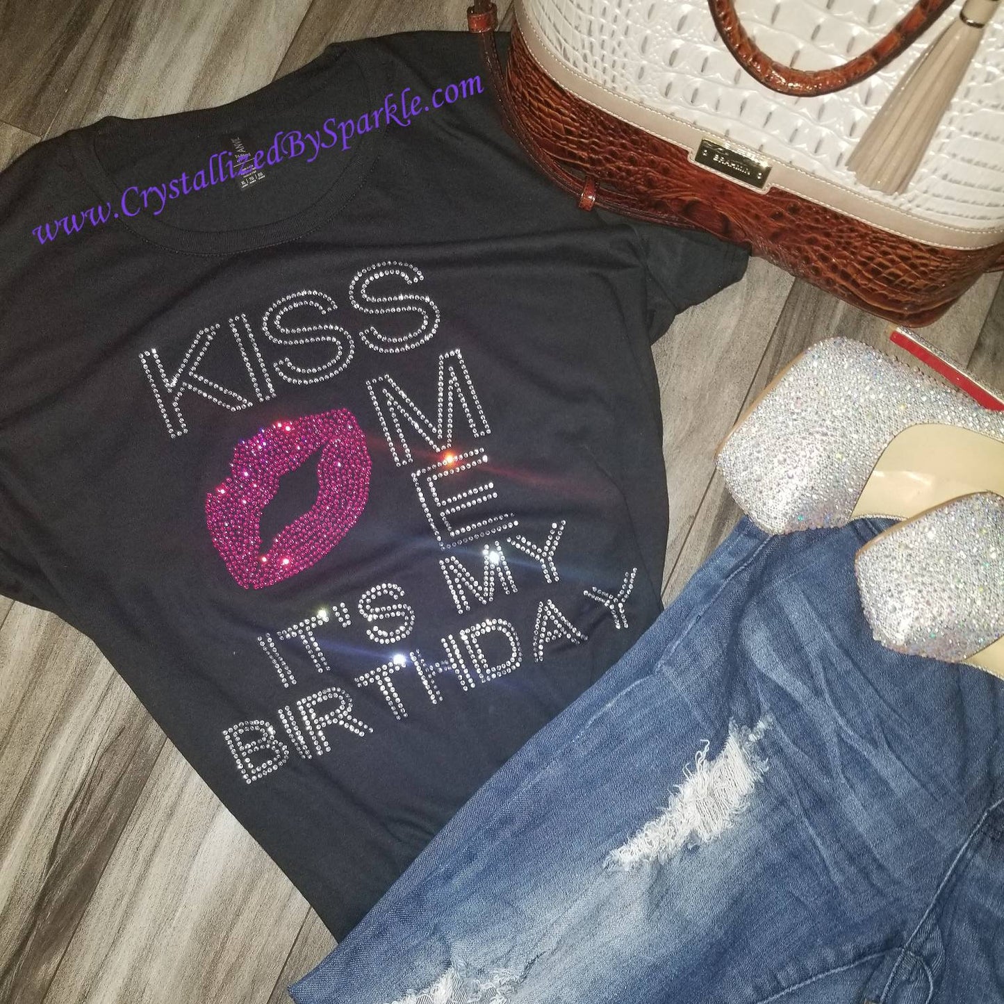 Kiss Me It's My Birthday Crystallized Tee