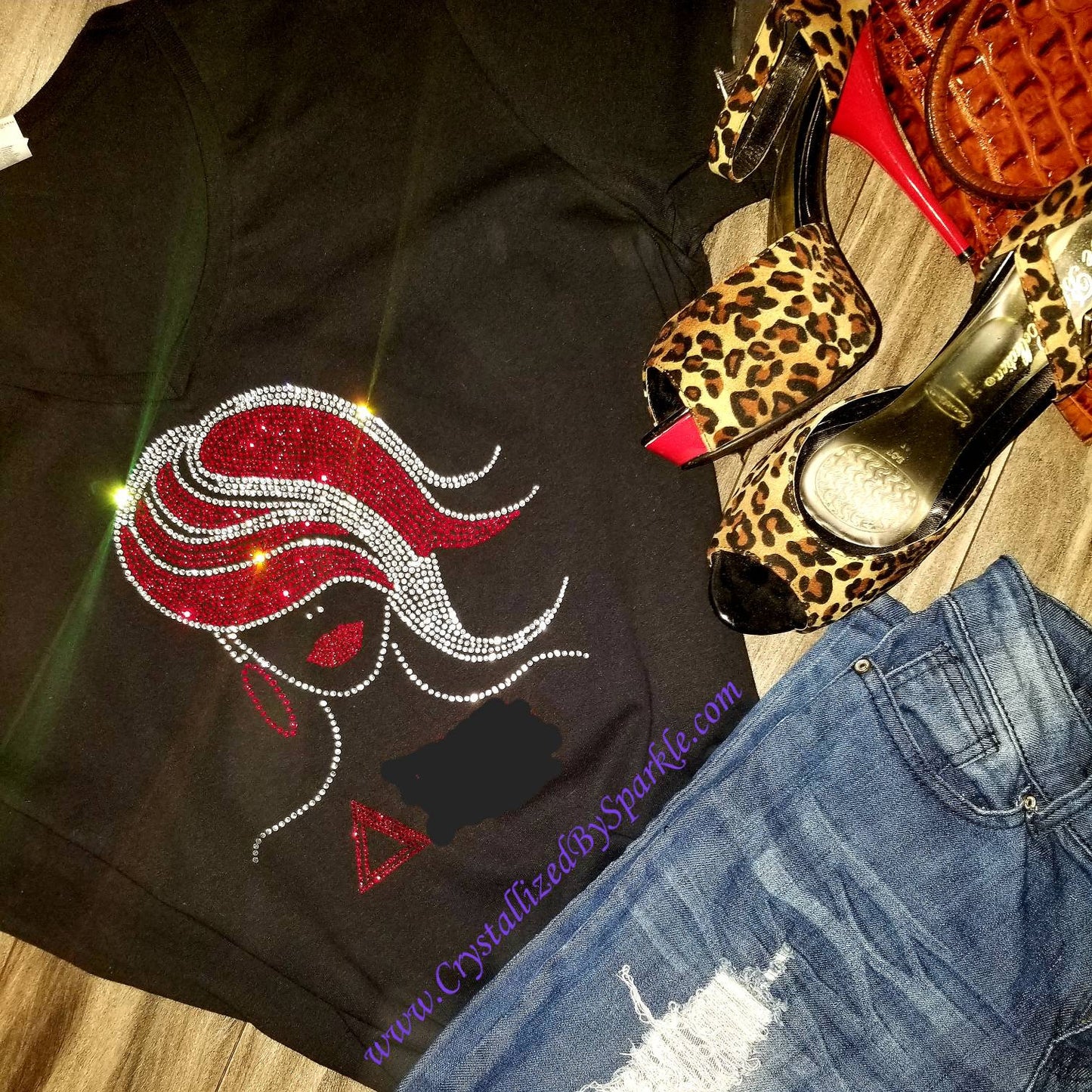 Crimson & Cream Lady Rhinestone Tee