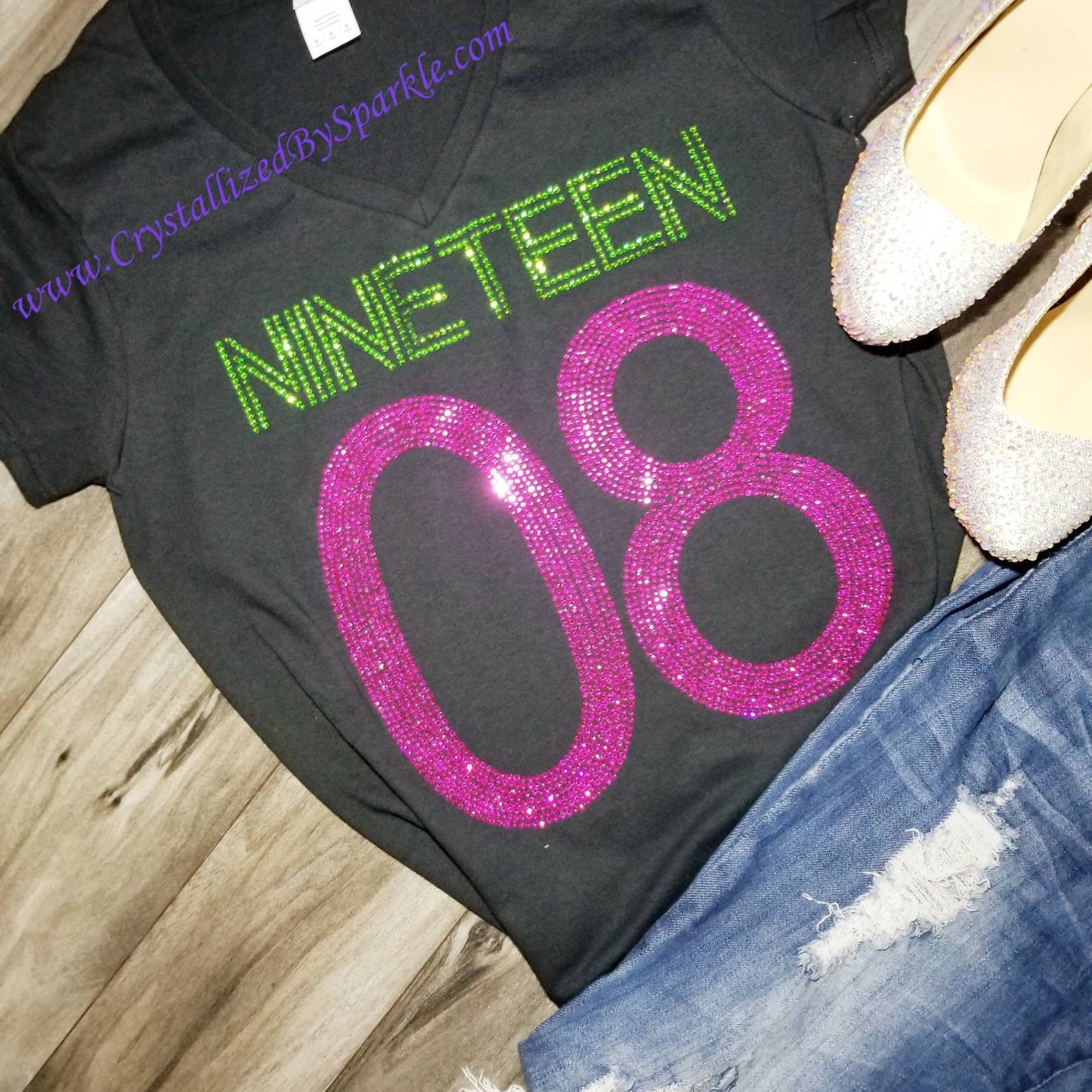 Pink & Green Established Crystallized Tee