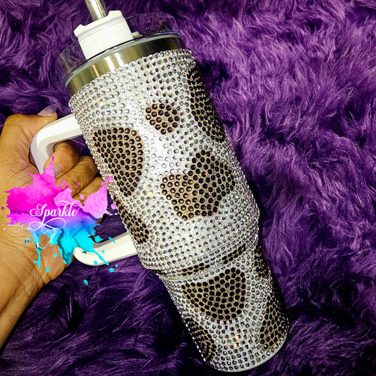 Crystallized 40 Oz Cow Print Tumbler