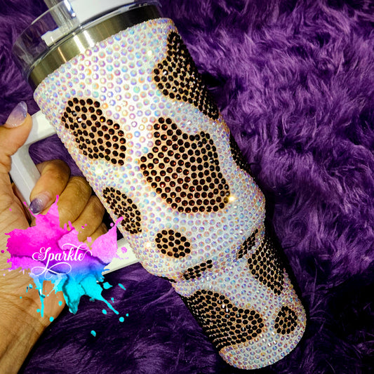 Crystallized 40 Oz Cow Print Tumbler