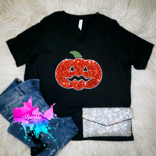 Pumpkin Rhinestone Tee