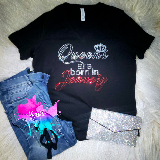 Queens Are Born In January Crystallized Tee