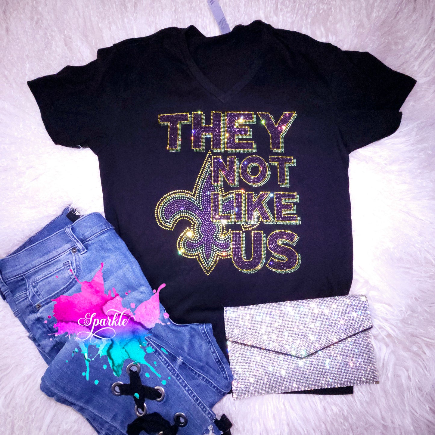 They Not Like Us Mardi Gras Crystallized Tee