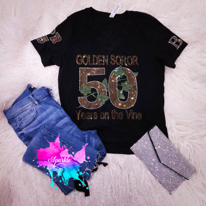 Custom Golden Soror 50 Years Rhinestone Tee