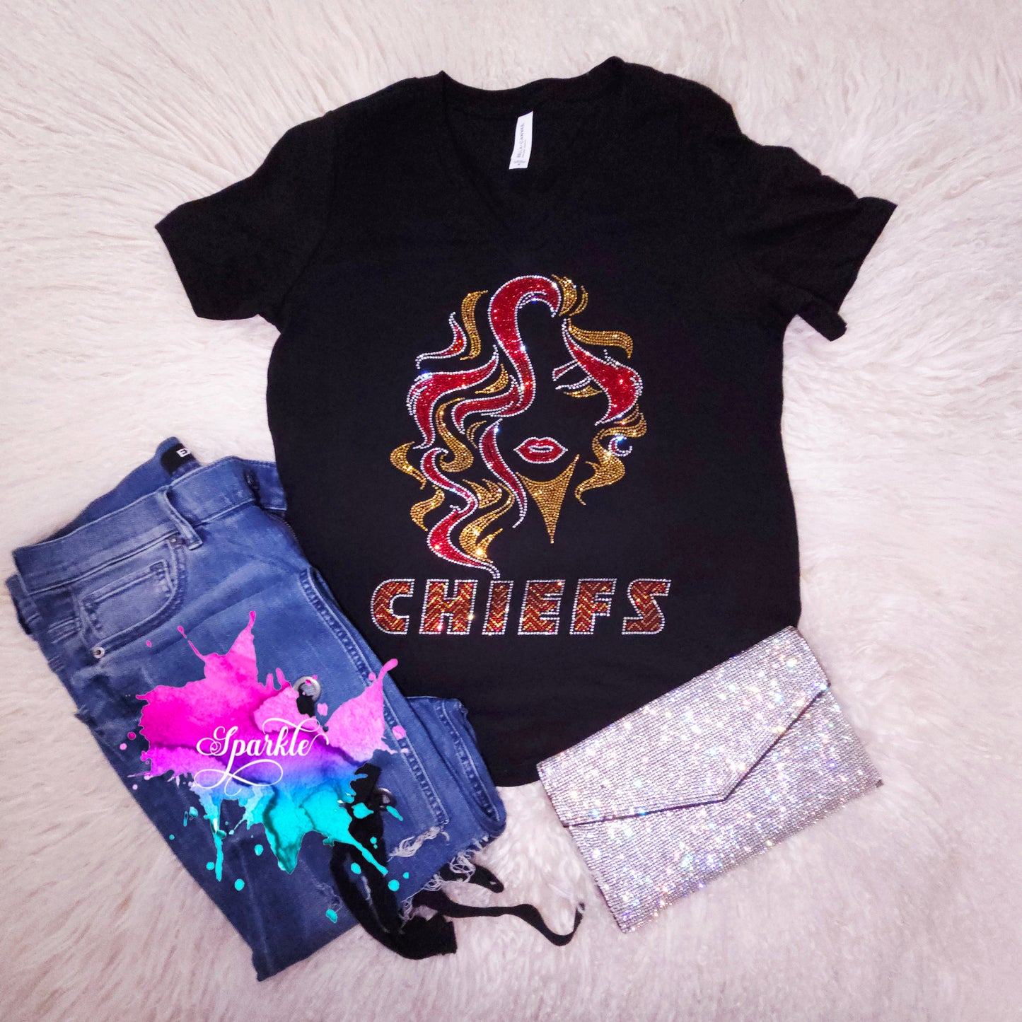 Chiefs Fancy Lady Rhinestone Tee