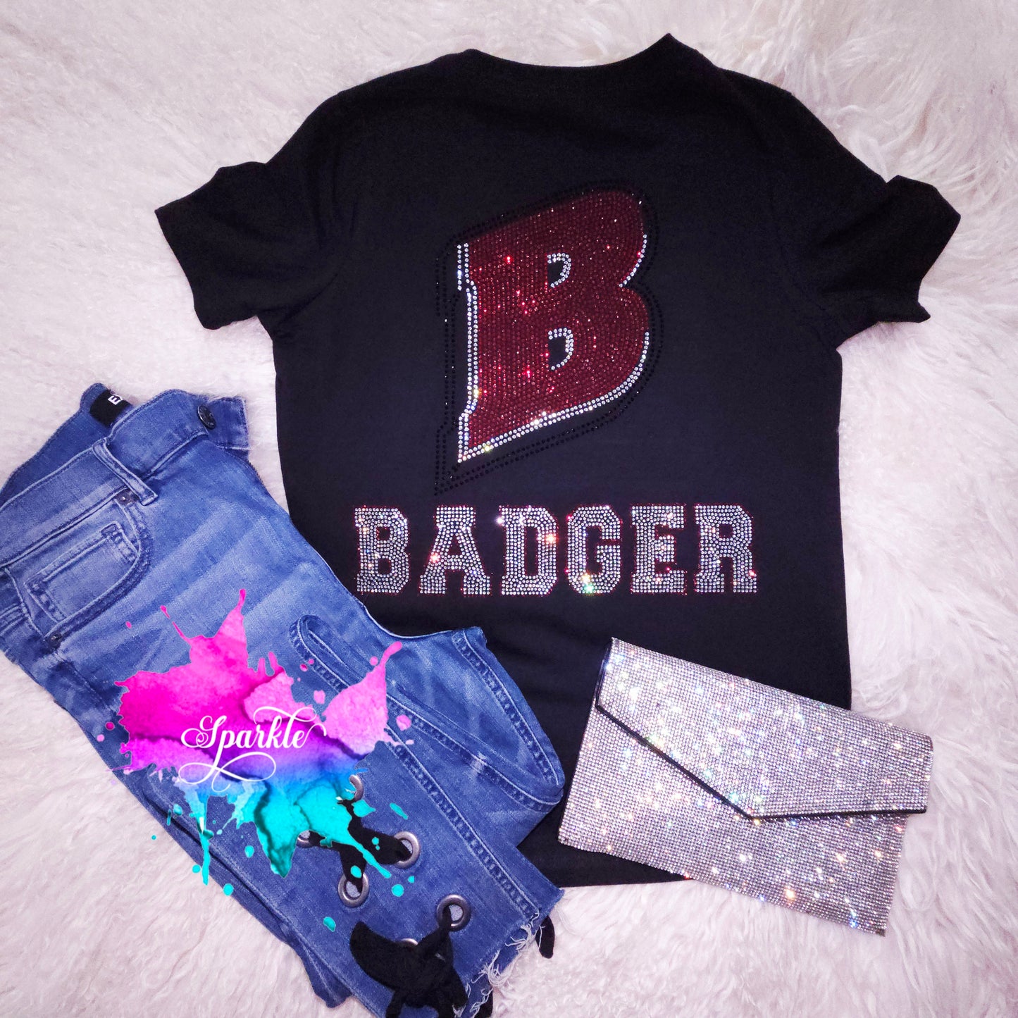 Go Badgers Rhinestone Tee