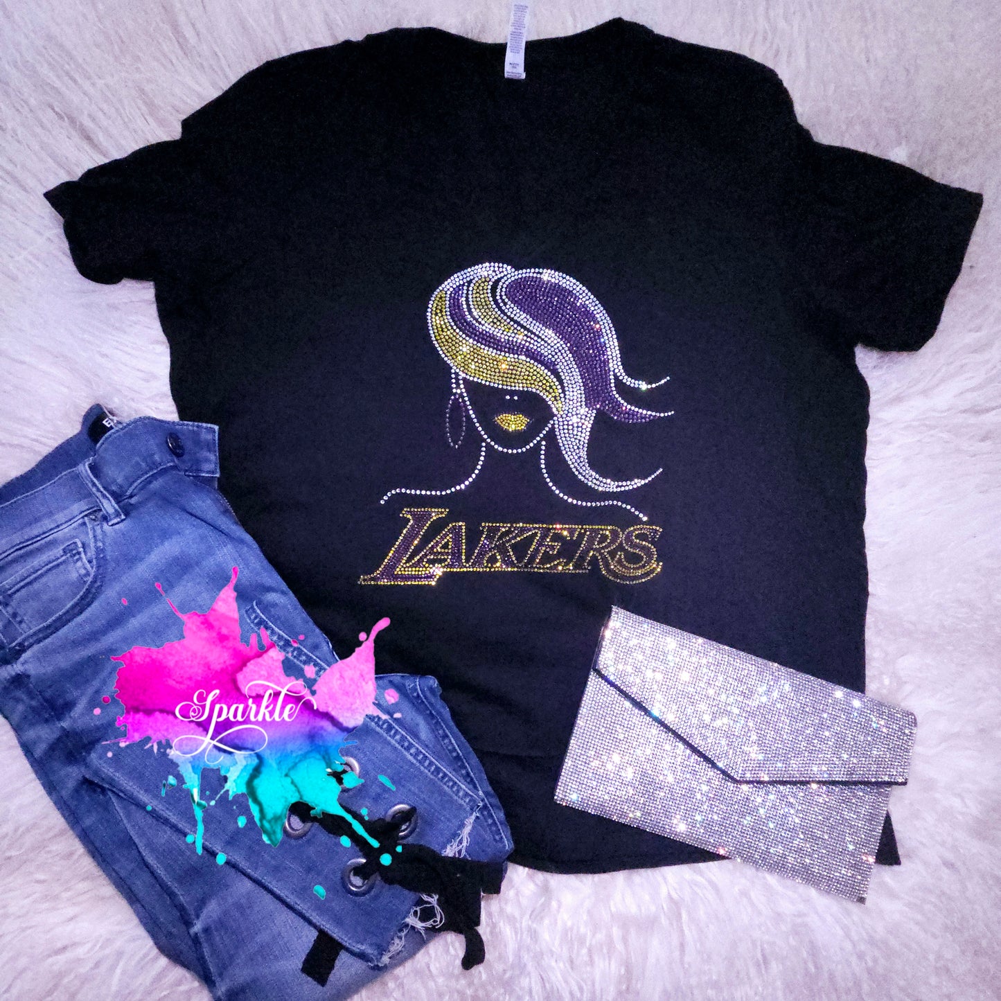 Flowy Hair Lakers Crystallized Tee