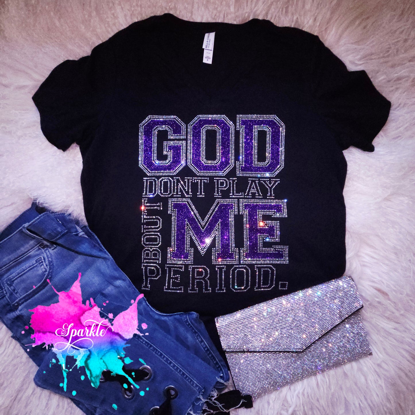 God Don't Play About Me Rhinestone Tee