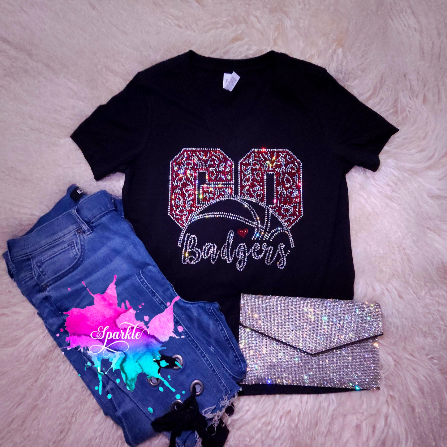 Go Badgers Rhinestone Tee