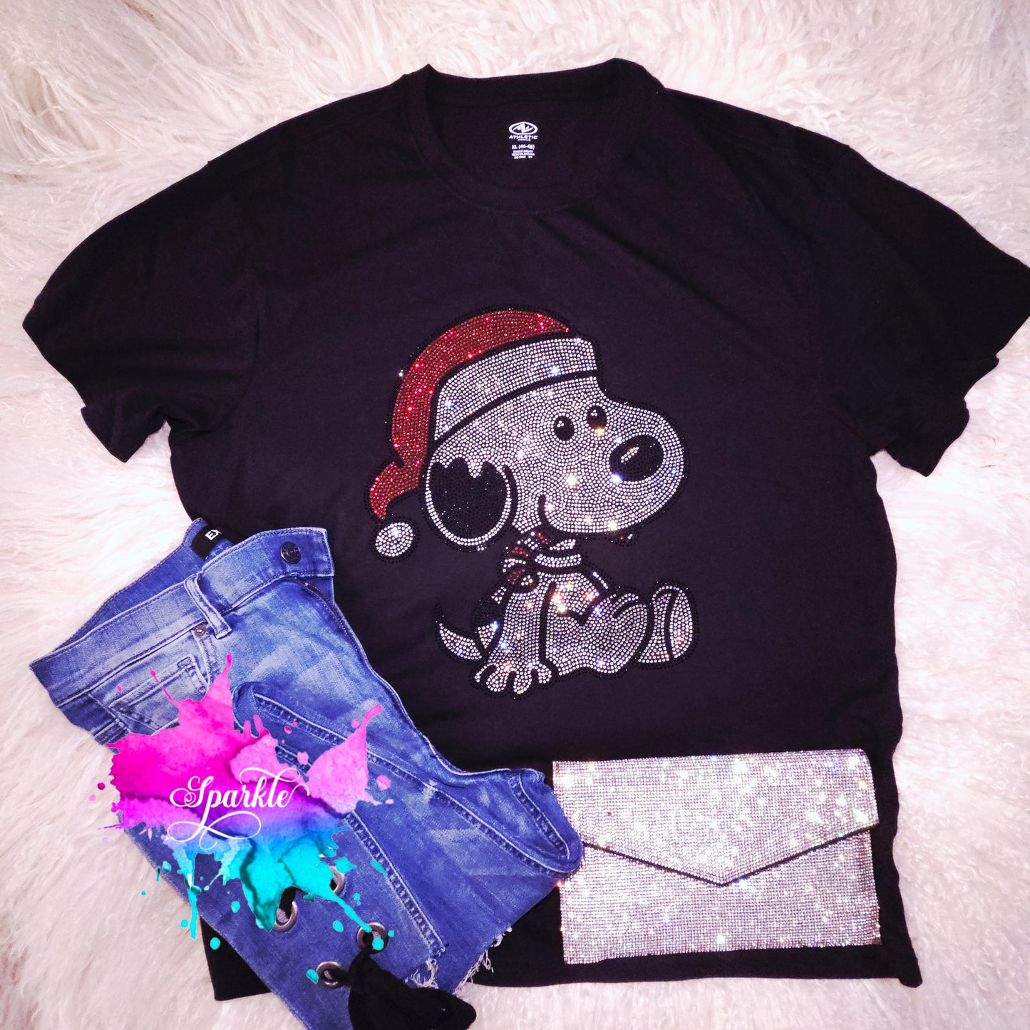 Christmas Snoopy Rhinestone Tee