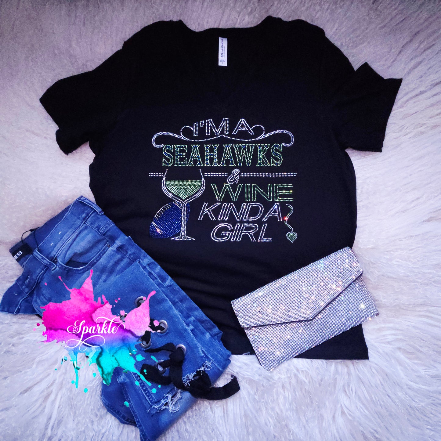 Seahawks and Wine Crystallized Tee