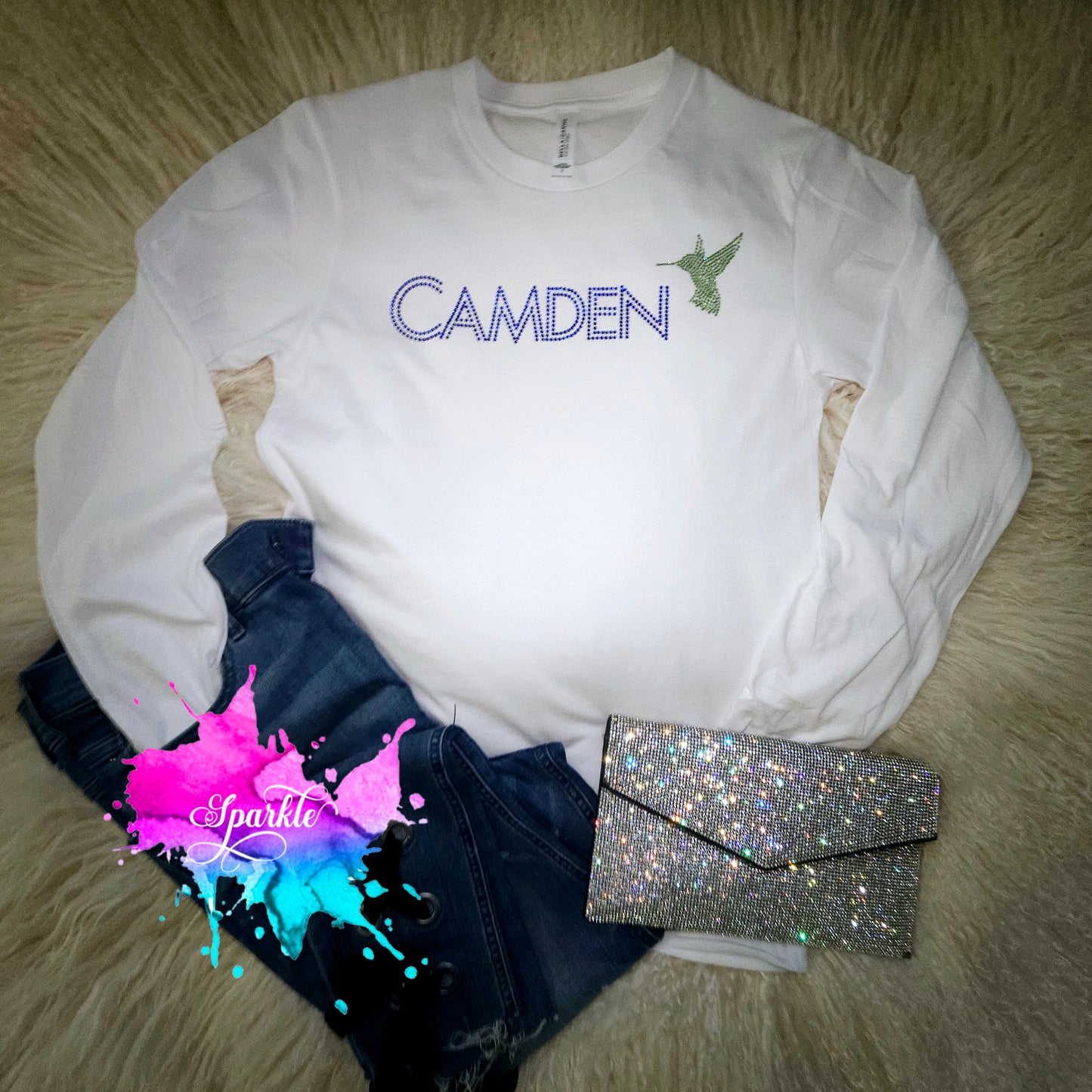 Camden Ladies Two-Color Long Sleeve Crystallized Tee