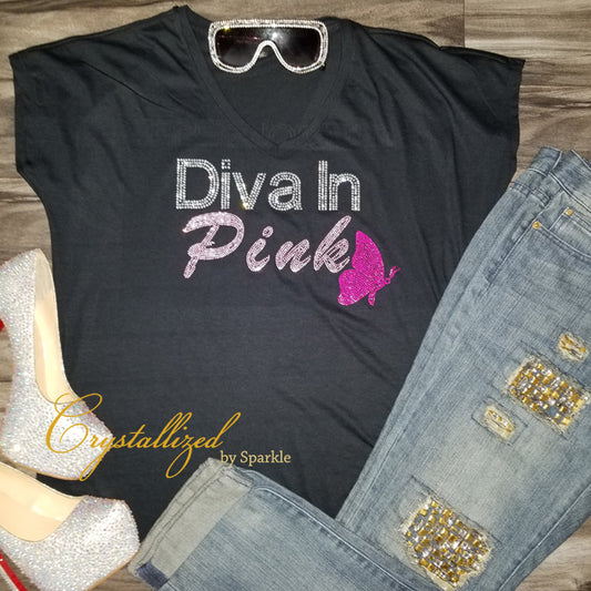 Breast Cancer Awareness Diva Crystallized Tee