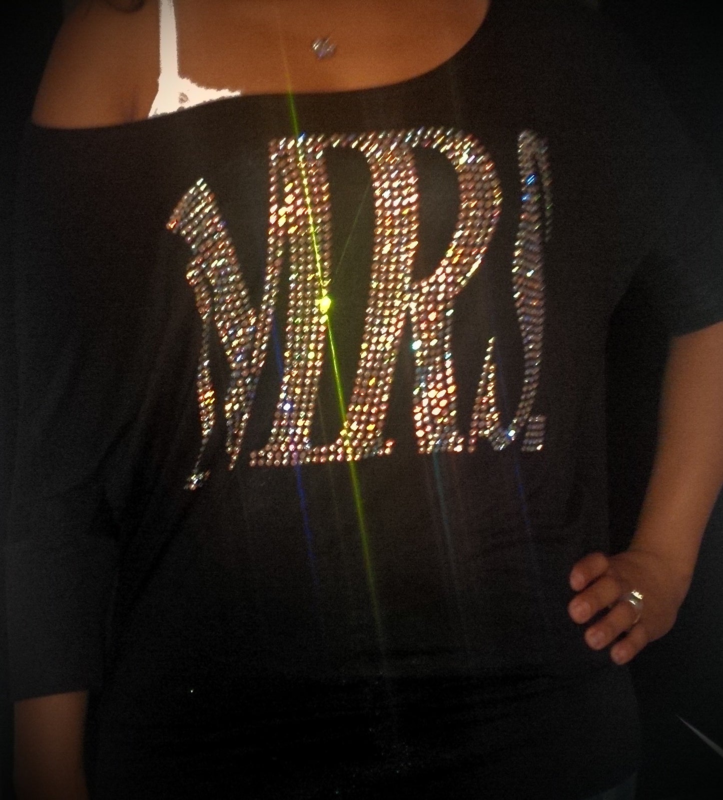 MRS Crystallized Bridal Dolman Shirt