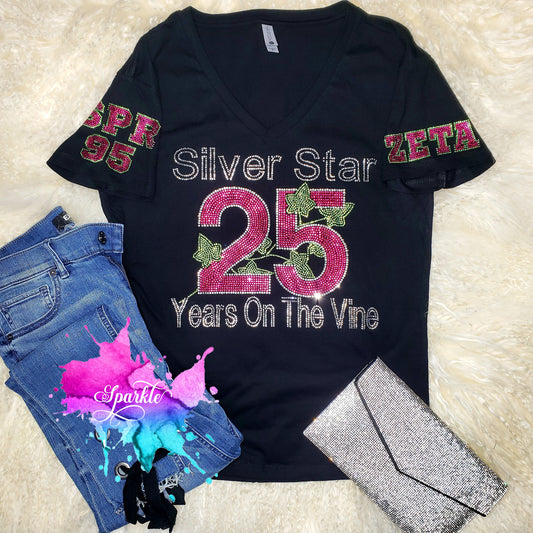 Silver Star Crystallized Tee with Personalization