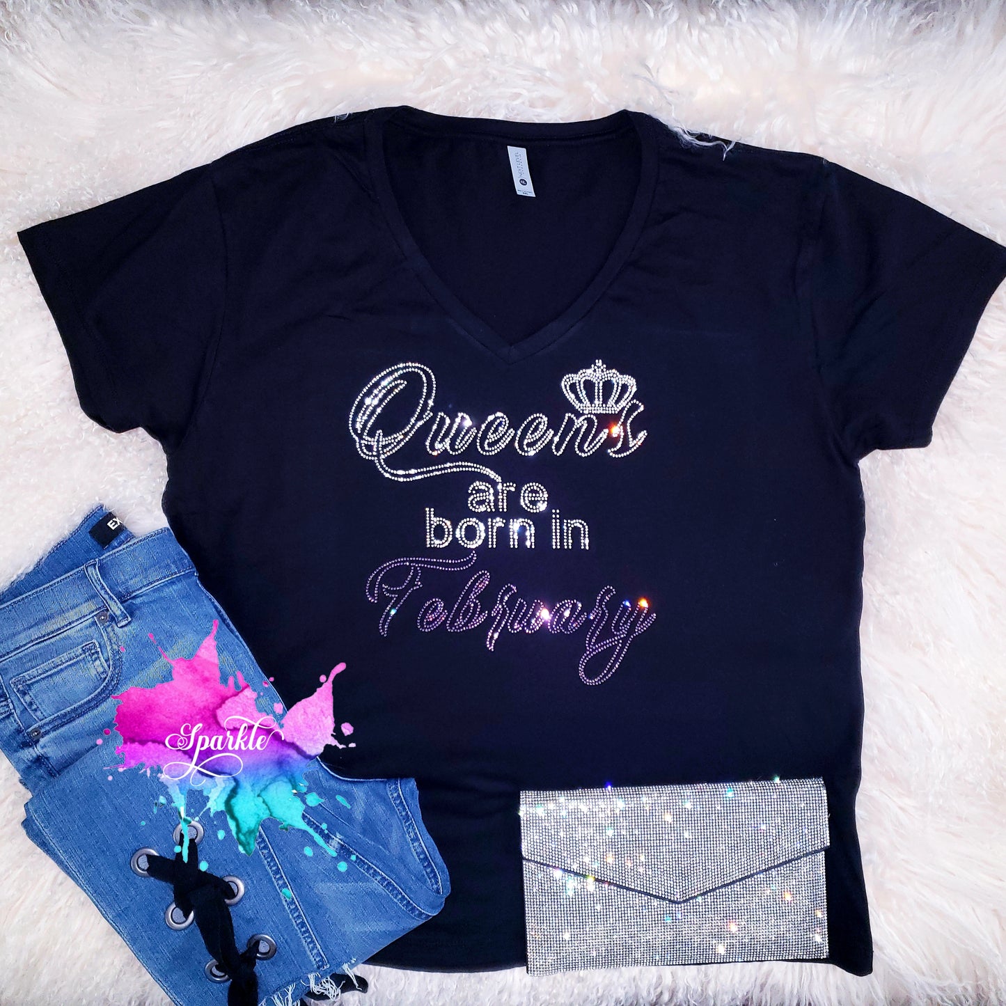Queens Are Born In February Crystallized Tee