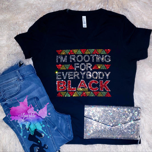 Rooting for Everybody Black Crystallized Tee