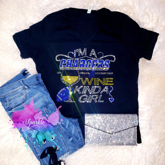 Chargers and Wine Crystallized Tee