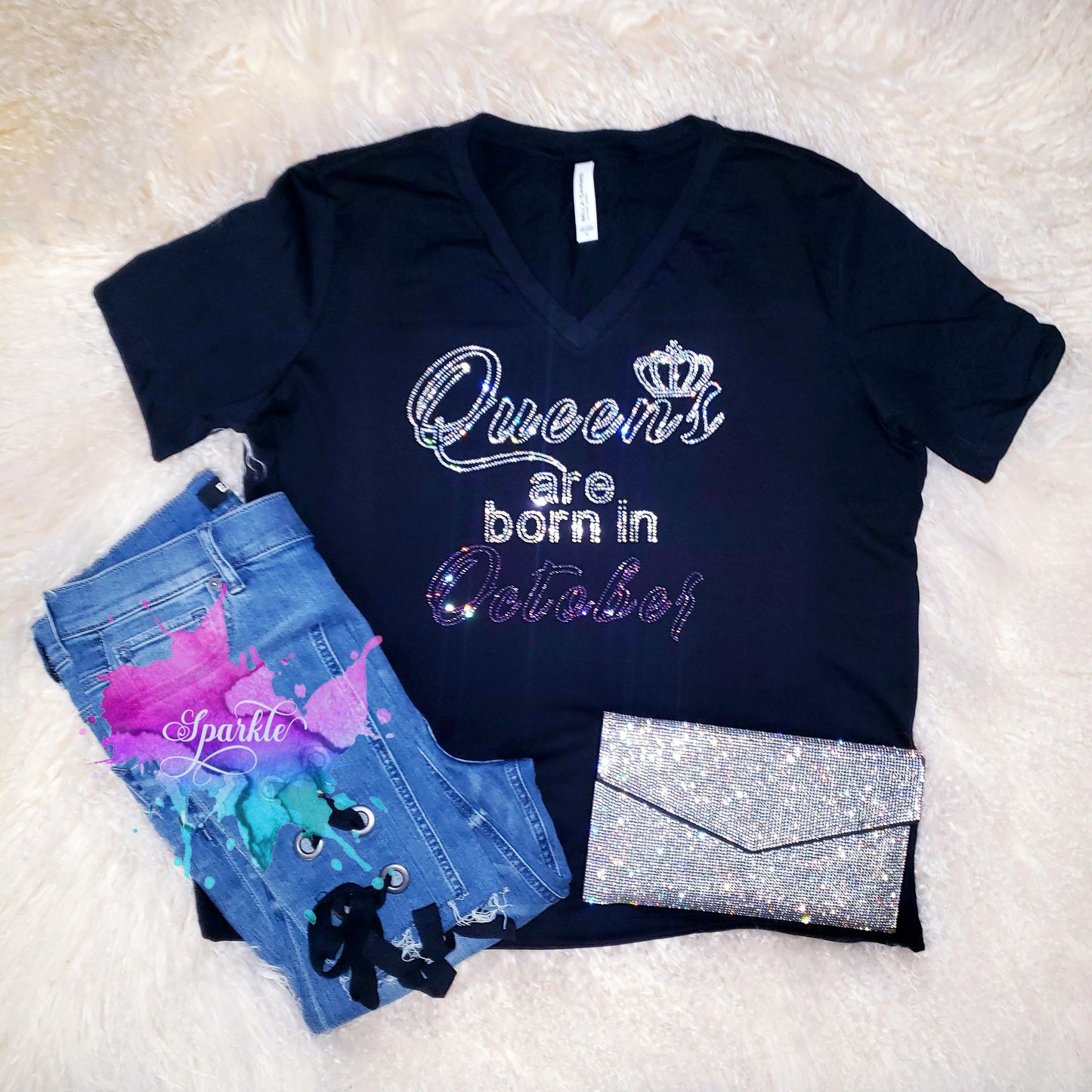 Queens Are Born In October Crystallized Tee