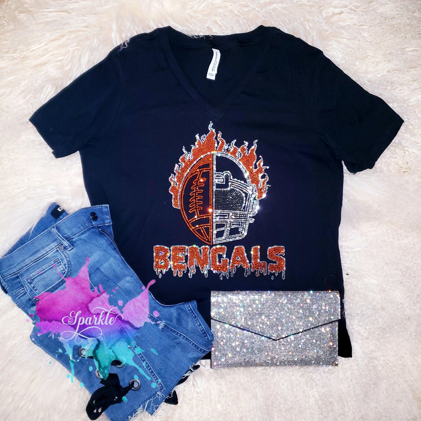 Flaming Bengals Crystallized Tee