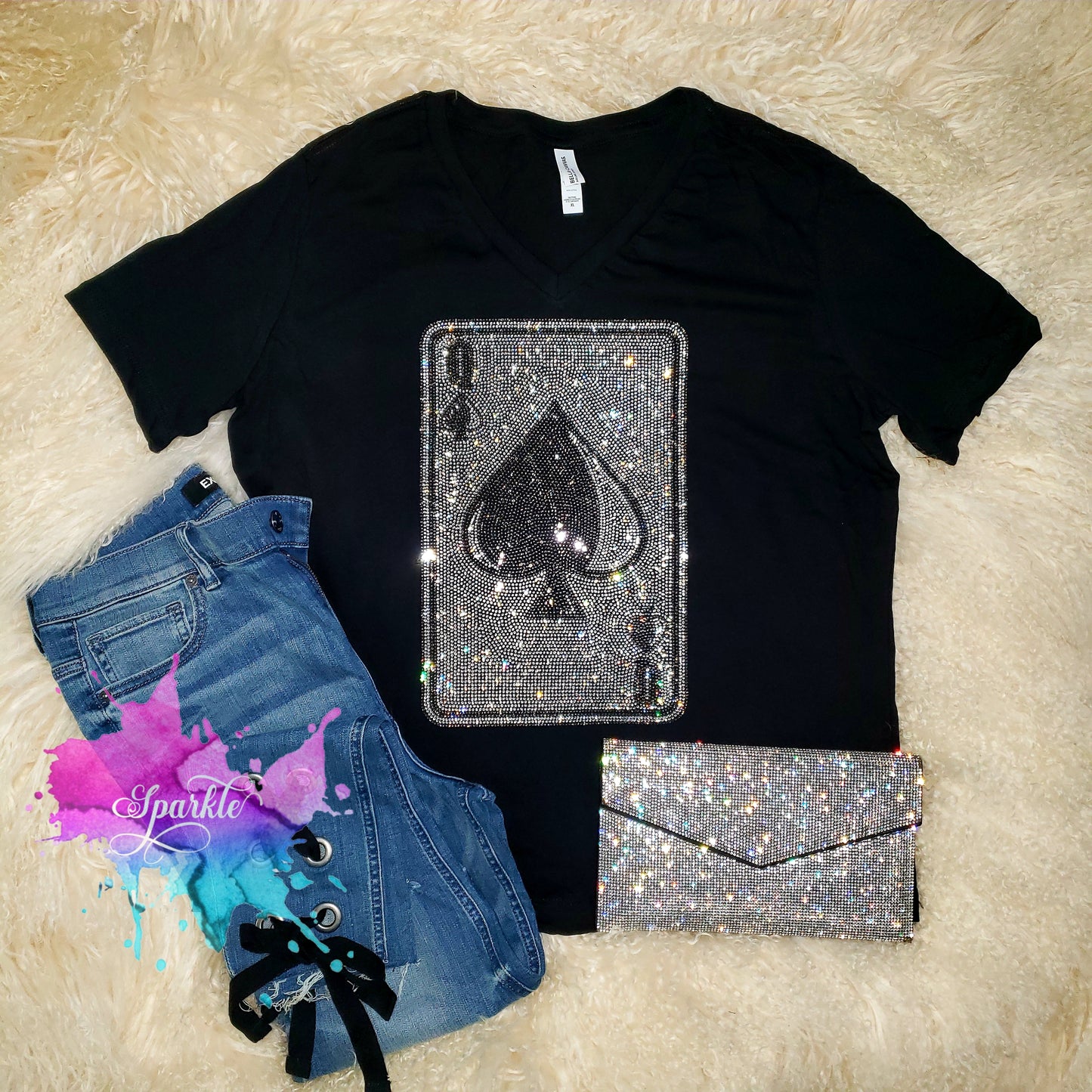 Queen of Spades Crystallized Tee