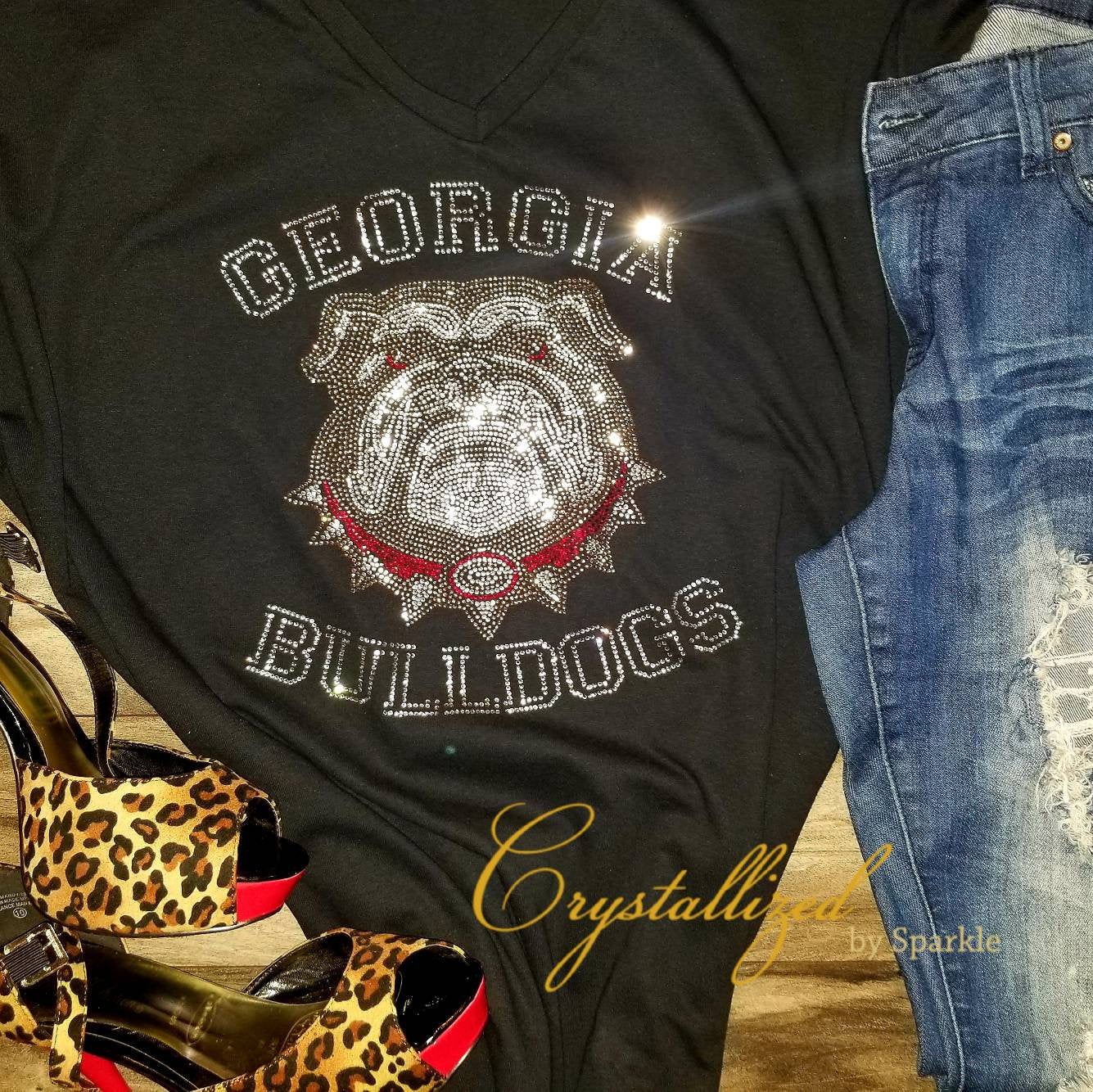 Vinyl Bulldog with Initials , Georgia Bulldog Inspired Shirt